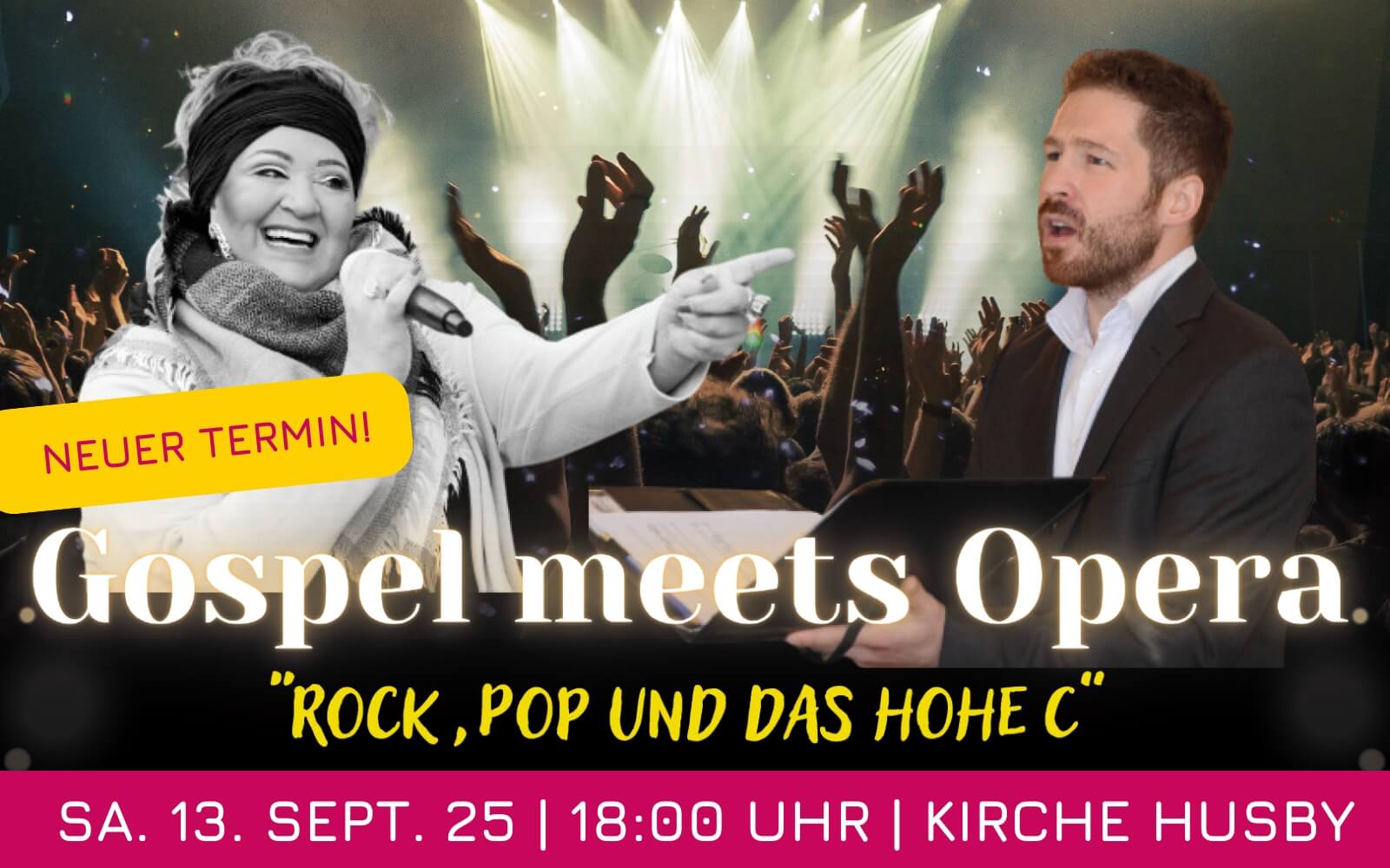 Gospel meets Opera ist das Thema eines unvergesslichen musikalischen Abends am 13.9. ab 18 Uhr in der St. Vincentius Kirche in Husby.
