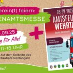 Verein(t) feiern: Ehrenamtsmesse + Amtsfeuerwehrtag am 6. September 2025 von 11-16 Uhr auf dem Bauhofgelände im Amt Hürup.